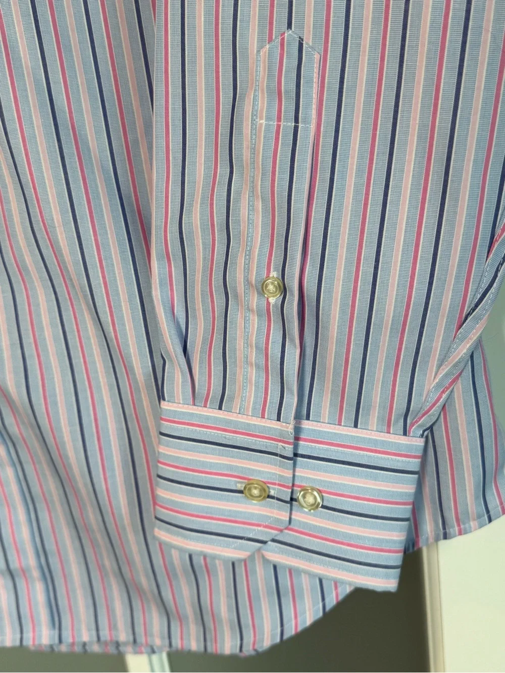 Banana Republic Men’s Striped Dress Shirt - Pink & Blue, Large,